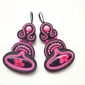 kolczyki sutaszowe  Pink&Black