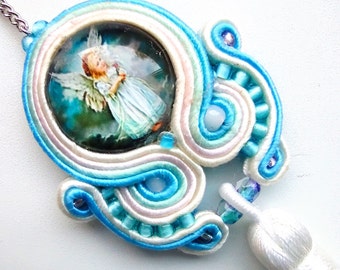 Bookmark, soutache bookmark, soutache art, hand embroidered, angel, gift for kids, book accessories Angel