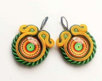 Earrings-Soutache earrings-boho jewelry-hand embroidered earrings-soutache from Poland-sutasz-boho style-soutache jewelry-Compass