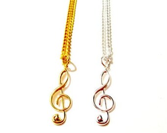Treble Clef Necklace. Treble Clef. Music Note. Music Necklace. Music Jewelry.