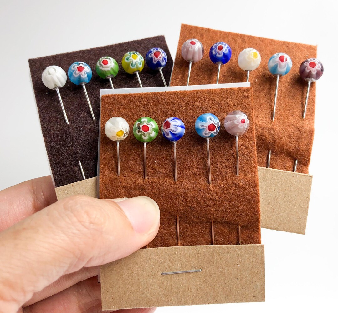 Colorful 8mm Millefiori Glass Bead Topped Decorative Sewing Pins, Set ...