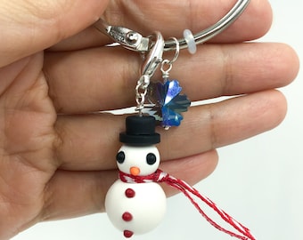 Snowman Floss Ring / Thread Keeper / Scissor Fob / Thread Drop for Cross  Stitch Embroidery Floss / Snowman & Snowflake - R001