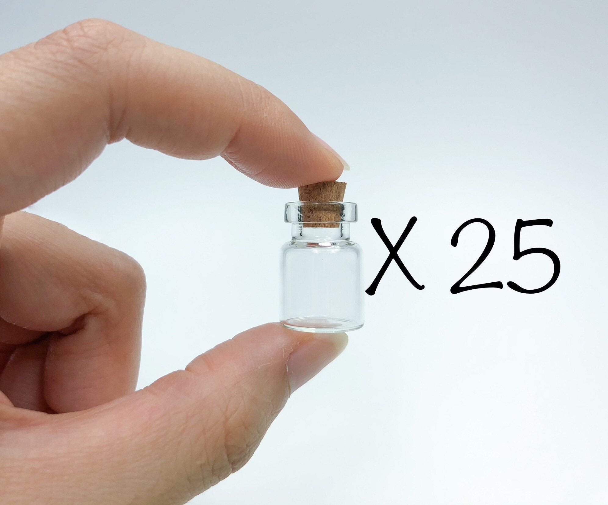 Tiny Glass Jar | Mini Glass Bottle with Cork | Small Glass Vial | Terrarium  Making (Round Flat / 19mm x 26mm / 2 pcs)