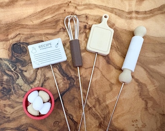 Miniature Cooking Sewing Pins, Pincushion Accessories, Set of 5