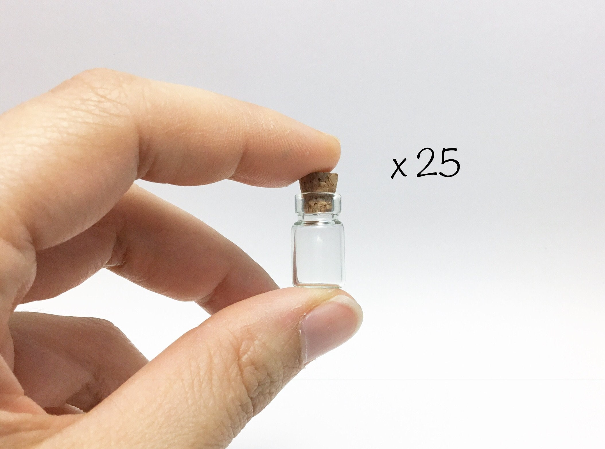 x 25 Miniature Glass Bottle with Cork, Mini Glass Jar,18mm x 10mm Dol…