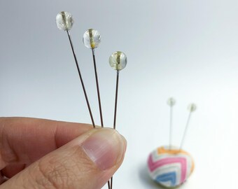 Dyed Quartz Gemstone Decorative Sewing Pins, 6 mm stone, Set of 5