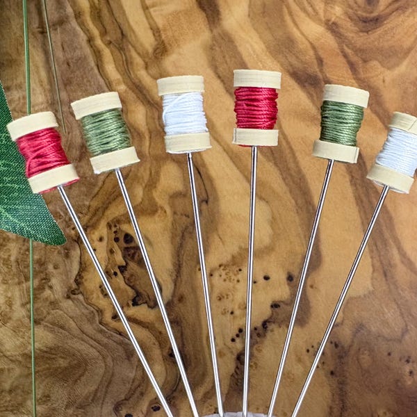 Toppers pour bobines de fil aux couleurs de Noël estompées, lot de 6