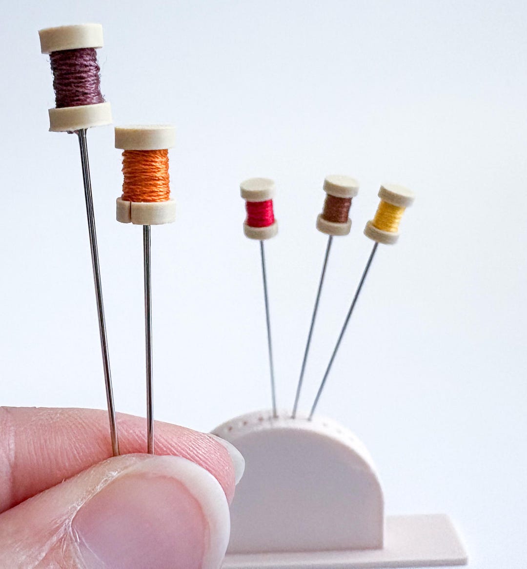 Mini Thread Spool Pins, Muted Fall Colors, Long Sewing Pins, Set of 5 ...