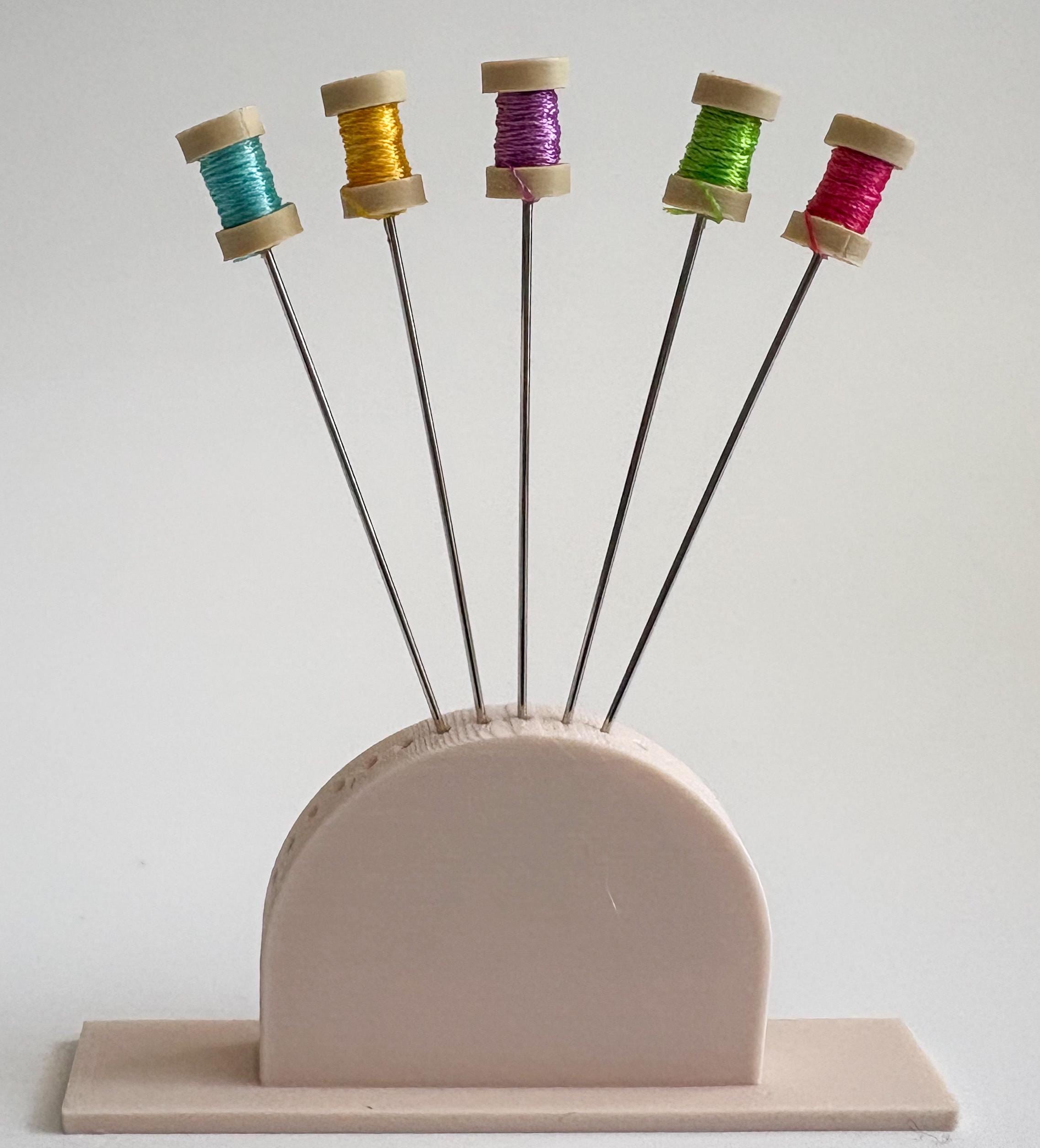 String Thread Pin 5 Pc Mini Thread Spool Bright Colors Decorative Sewing Pins, Pincushion ...