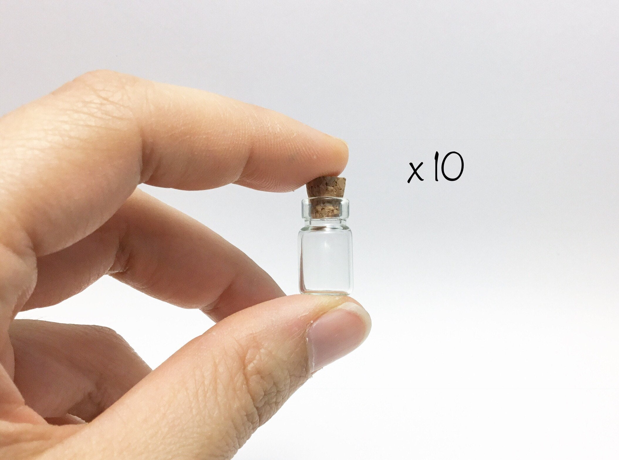 x 10 Miniature Glass Bottle with Cork, Mini Glass Jar 18mm x 10mm Dol…