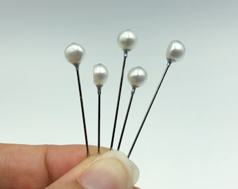 5 pc Real Freshwater Pearl Decorative Sewing Pins, Pincushion Sewing Pins