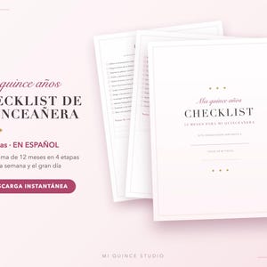 Checklist de Quinceañera en Español Imprimible PDF | Cronograma de 12 Meses Mis Quince Años | Quinceanera Planning Checklist Printable