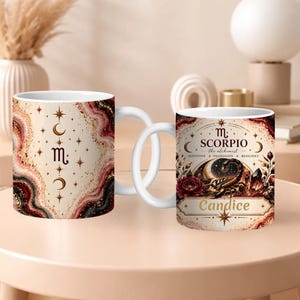 Scorpio Zodiac Mug | Floral Astrology Coffee Cup, Personalized Celestial Gift