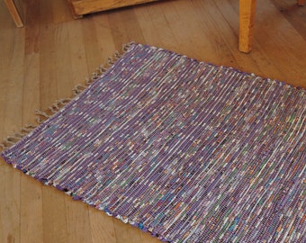 Hand Woven Rag Rug Purple 26" x 42"