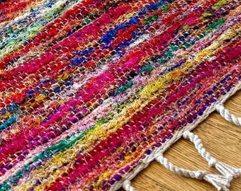 Camino de mesa de seda sari tejido a mano, 35,5 cm x 91,5 cm.
