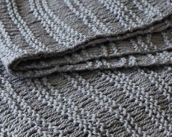 Hand Knitted Scarf Grey Cotton