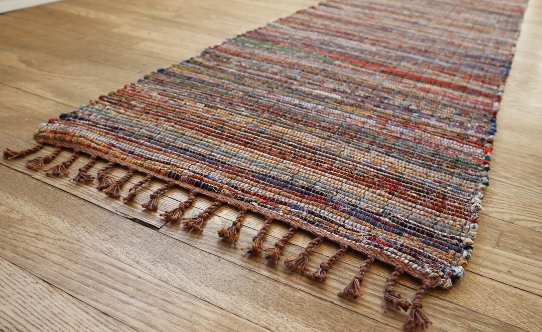 Scrappy Patchwork Handwoven Rag Rug Floor Runner 23 X 80 - Etsy