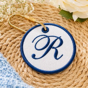 Llavero bordado personalizado para bolso, llavero con inicial personalizada para equipaje y cartera, llavero con monograma, regalo estético para damas de honor