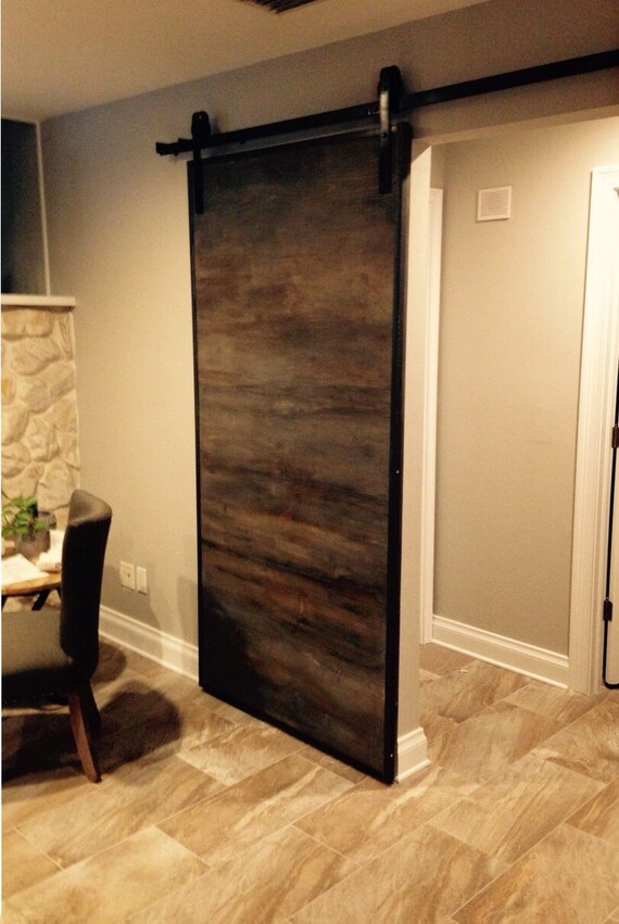 Horizontal Custom Sliding Barn Door With Metal Trim Horizontal Custom Sliding Barn Door, Custom Interior Sliding Barn Doors
