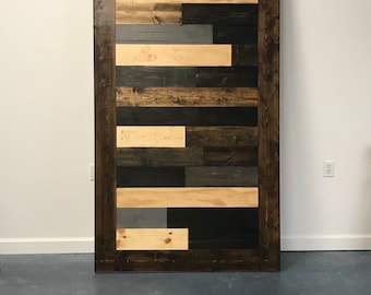 Horizontal Plank Staggered Multi Stain Barn Door