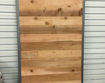 Horizontal Plank Sliding Barn Door With Metal Trim