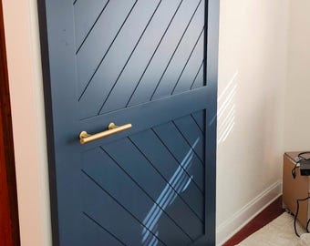 Custom Chevron Panel Barn Door, Modern Painted Wood