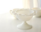 Sold - Vintage White Milk Glass Pedestal Dish