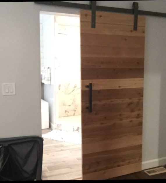 Rustic Horizontal Plank Sliding Barn Door Etsy