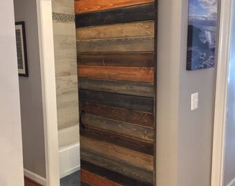 Custom Multi-Stain Horizontal Plank Sliding Barn Door