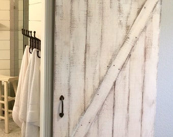 Shabby Chic Z Sliding Barn Door, White Barn Door