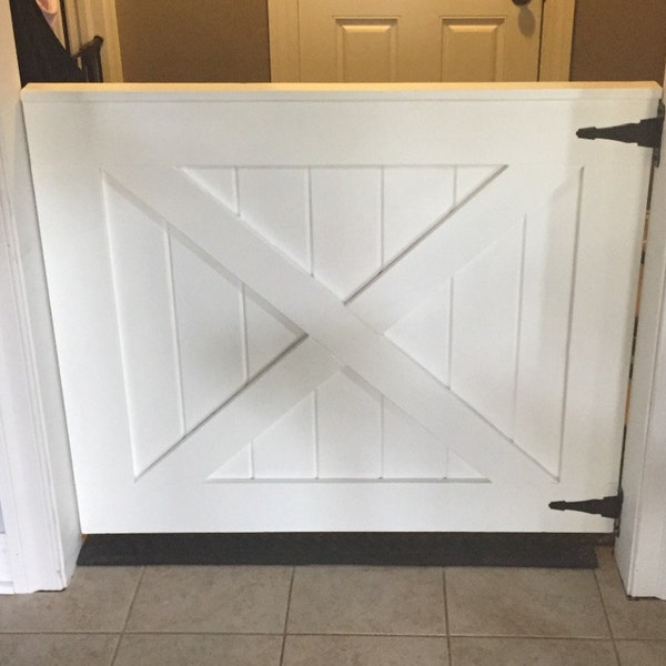 Custom Barn Door Baby Gate, White Painted Baby and Pet Gate