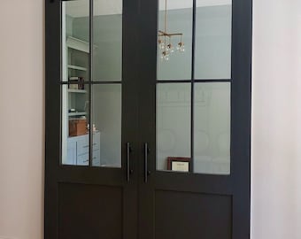 Custom Built Glass French Door, Sliding Barn Door, Hinged Door, Glass Barn Door