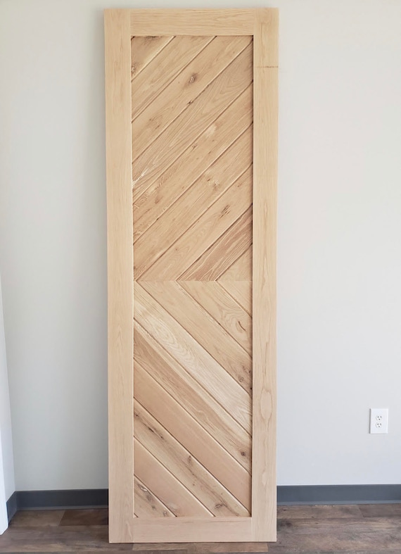 Chevron White Oak Barn Door Custom White Oak Hinged Door Etsy