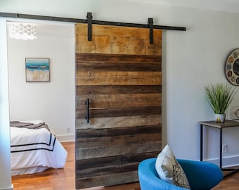 Custom Reclaimed Wood Sliding Barn Door, Reclaimed Wood Door, Horizontal Plank Barn Door