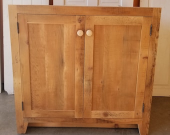 Reclaimed Barnwood Farmhouse Vanity: 24" Rustic Pine Bathroom Cabinet
