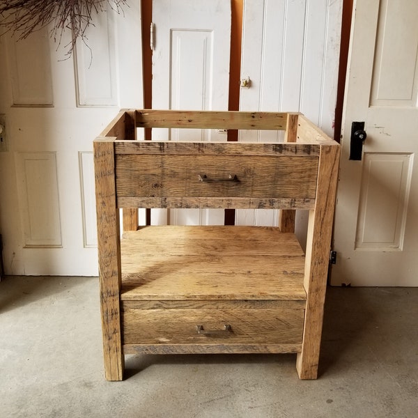 Reclaimed Oak Post Style Barn Wood  Vanity, Bathroom Vanity, Rustic Vanity, Farmhouse furniture