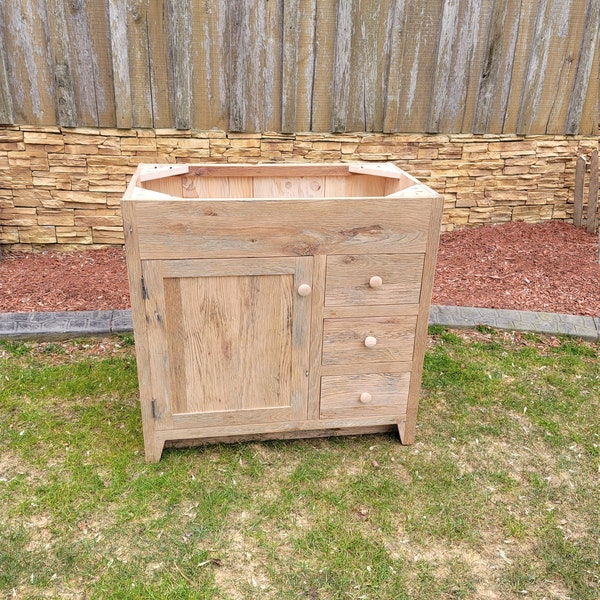 Reclaimed Oak Rustic Barnwood Vanity with drawers