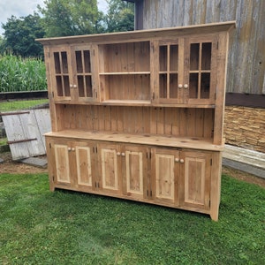 Back in stock Farmhouse Hutch,Barnwood farmhouse,Stepback Hutch,Farm Hutch,Buffet with Hutch,7 x 78 Reclaimed Oak,Reclaimed Pine afbeelding 6