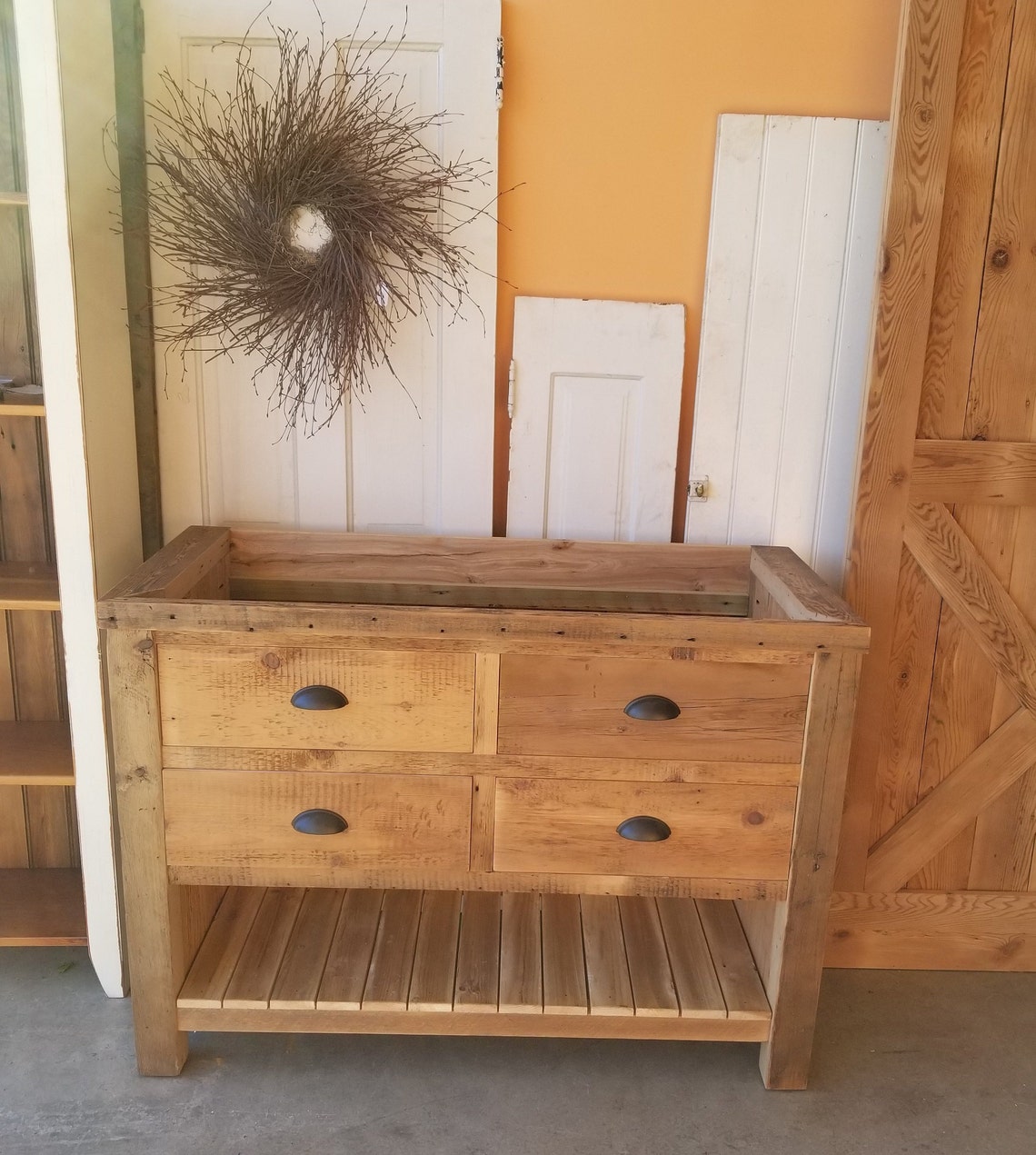 pine vanity desk
