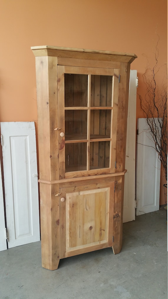 24 Reclaimed Pine Corner Cabinet Unfinished Etsy