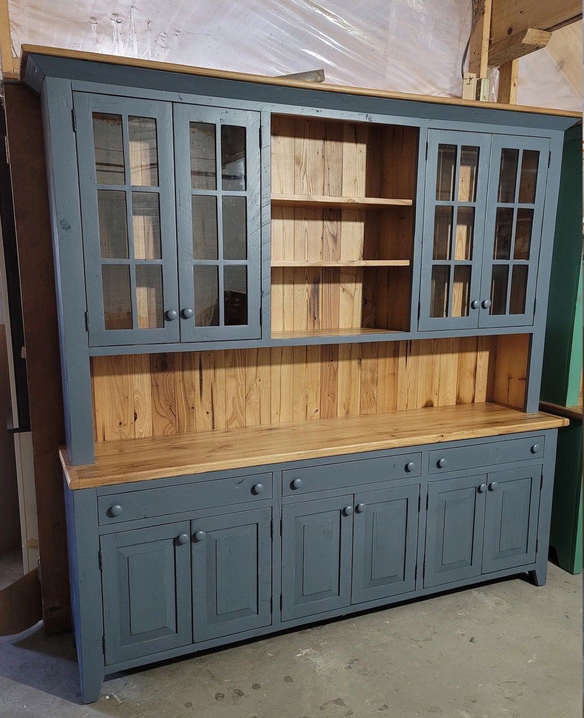 Farm house HutchBarnwood farmhouse Stepback Hutch Farm Hutch Etsy