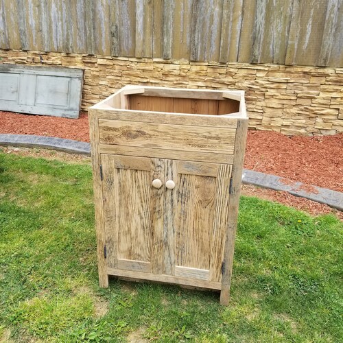 Reclaimed Oak Rustic Barnwood Vanity With Drawers Etsy