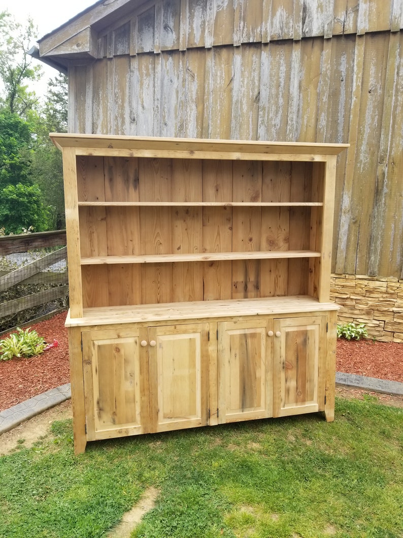 Barnwood farmhouse Stepback Hutch Farm house Hutch China Etsy