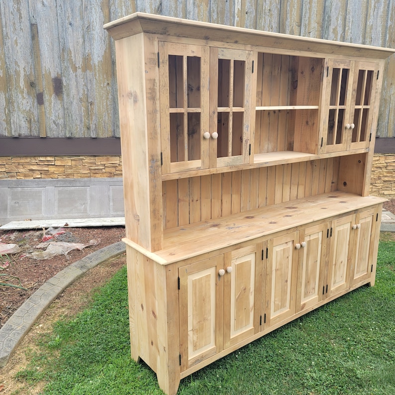 Back in stock Farmhouse Hutch,Barnwood farmhouse,Stepback Hutch,Farm Hutch,Buffet with Hutch,7 x 78 Reclaimed Oak,Reclaimed Pine afbeelding 5