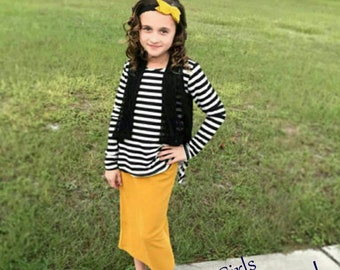 Victoriasbliss~Girl's Waffle-Textured Modest Knit Pencil Skirt Collection ~ Modest Girls Skirt, Toddler Girls