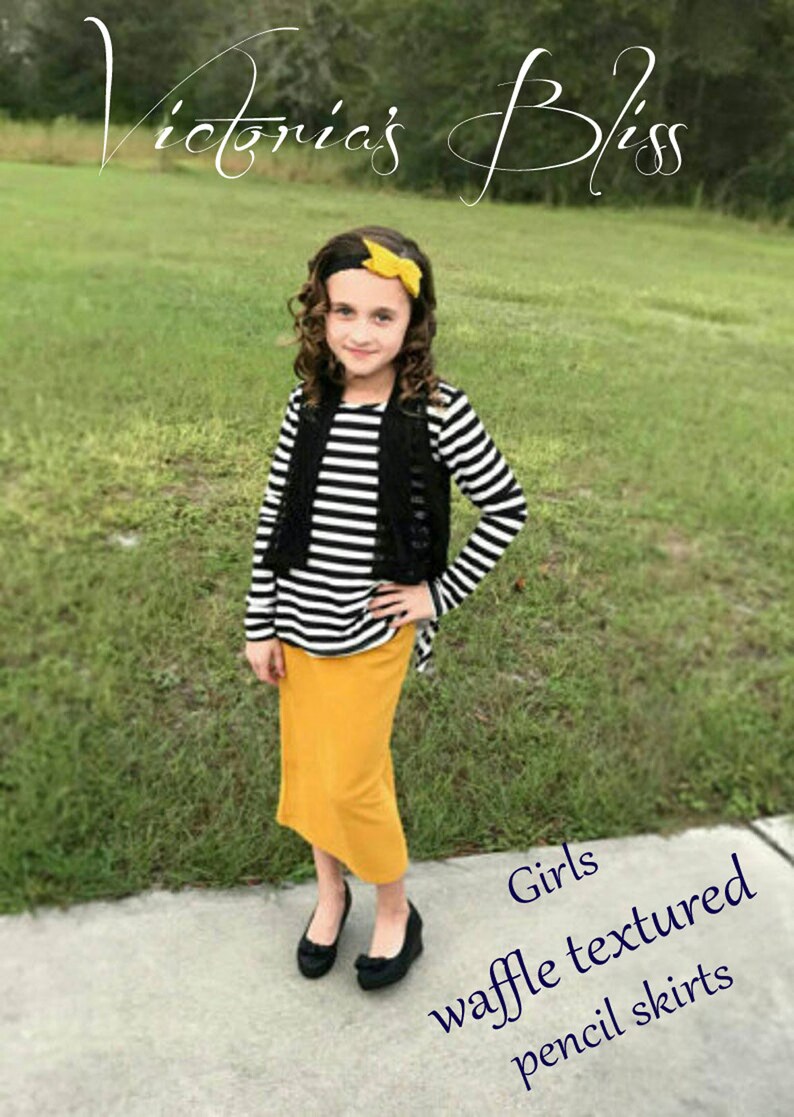 VictoriasblissGirl's Waffle-Textured Modest Knit Pencil Skirt Collection Modest Girls Skirt, Toddler Girls image 1