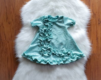 RTS 3/6M ~VictoriasBliss ~GRACIE~ Gorgeous Aqua Aline Dress, Little girl's dress with ruffles~ 3/6M~ Baby Shower