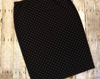 RTS~  VICTORIASBLISS Women's Black & White Pin Dot Liverpool Modest Knit Pencil Skirt~