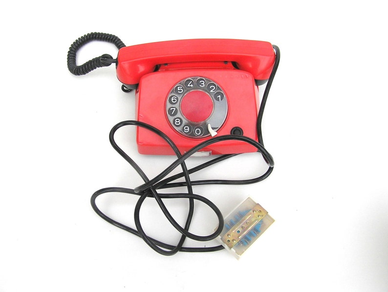 Red phone Red rotary telephone Soviet vintage phone Russian phone Table phone Retro telephone Red retro home decor Working rotary phone