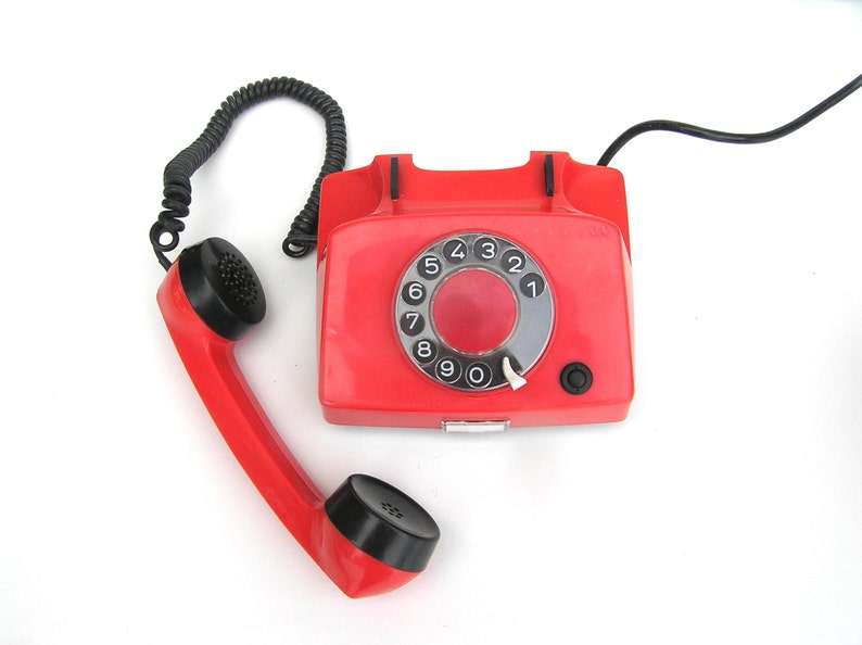Red phone Red rotary telephone Soviet vintage phone Russian phone Table phone Retro telephone Red retro home decor Working rotary phone